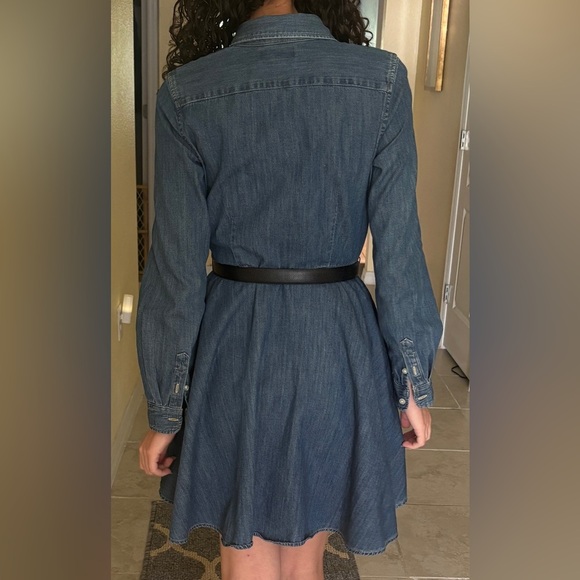 Ralph Lauren Blue Denim Long Sleeve Dress with Black Belt - Picture 3 of 17